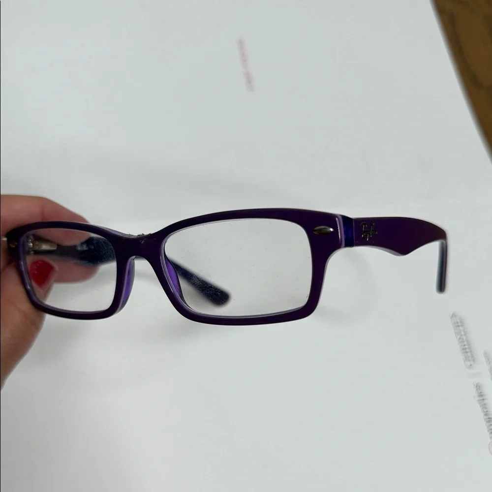 Ray Ban Purple Rectangular Eyeglasses - Picture 1 of 9